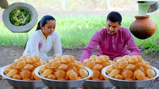 Deshi Pani Puri Recipe  Indian Village Cooking [upl. by Simara603]