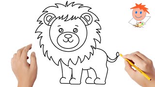 How to draw a lion  Easy drawings [upl. by Welles]