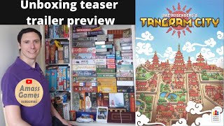 Tangram City Uwe Rosenberg polyomino boardgame unboxing soldout essen tabletop AmassGames solo [upl. by Harriette]