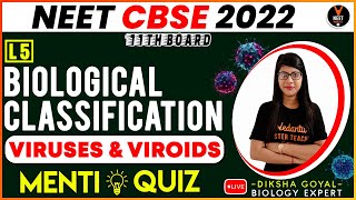 Biological Classification Class 11 L5  Viruses and Viroids  Menti Quiz  NEET 2022  Diksha Goyal [upl. by Nytsirhc542]