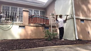 como pintar stucco con sprayadora y rodillo exterior [upl. by Sutelc]