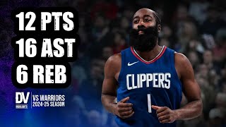 James Harden vs Warriors 12 pts 16 ast 6 reb  Nov 18 2024  Regular Season [upl. by Leihcey]