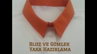 Gömlek ve Bluz Yaka Hazırlık Dikimi How To Sew A Shirt Collar Part 1 [upl. by Akemehc]