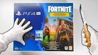 PS4 quotFORTNITEquot CONSOLE UNBOXING Playstation 4 Pro Fortnite Battle Royale Bundle  Bomber Skin [upl. by Madalena356]