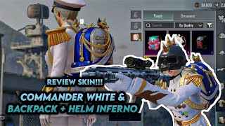 REVIEW SKIN PUBG TERBARU COMMANDER WHITE SET amp BACKPACK  HELM INFERNO [upl. by Farnham325]