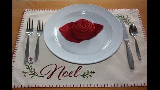 Folding a Napkin into a Christmas Rose [upl. by Eerpud]