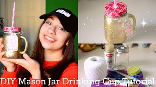 DIY Glitter Mason Jar Drinking Cup Tutorial   Maddy Land [upl. by Urania]