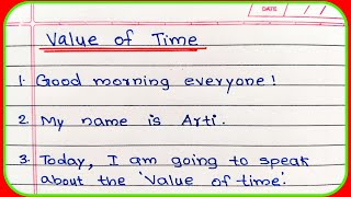 Value of Time Speech in English  Speech on Value of Time  Value of Time  Importance of Time [upl. by Ayra]