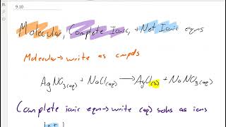 CHEM100 9 10 Molecular complete and net ionic eqns [upl. by Enaywd125]