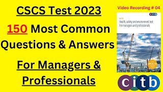 CSCS Test 2023  150 New QampA for Managers amp Professionals  CSCS Card UK  CiTB Test UK 2023 [upl. by Ihtraa]