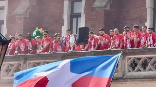 Wisła Kraków fans and their team celebrating winning the Polish Cup in Old Town May 2024 [upl. by Thinia]