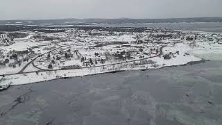 Botwood Newfoundland and Labrador Winter 2021 video over the Exploits River of Botwood NL [upl. by Ahsieyt442]