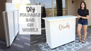 DIY FOLDABLE BAR ON WHEELS✨ Stores away easily [upl. by Clerissa]