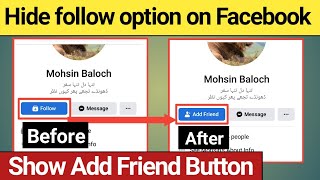 How to remove follow option from facebook profile  Show Add Friend button on Fb [upl. by Miller]