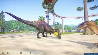 Jurassic World Dominion Spider Giganotosaurus Hunting Titan Spinosaurus still strong in park [upl. by Ogren]