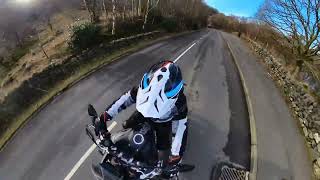 Riding alongside Dinorwig Power Station and Quarry insta360 snowdonia triumph [upl. by Nimad]