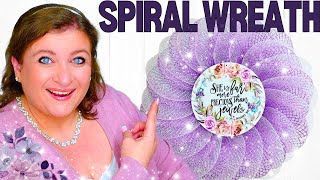 NEW How to make Deco Mesh SPIRAL Petal WREATH  Summer DIY Tutorial [upl. by Lemay362]