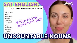 SAT ENGLISH Uncountable Nouns  SubjectVerb Agreement pt 5 • AceIt [upl. by Pillow]