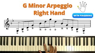 G Minor Arpeggio  Right Hand With Fingering  Trinity Grade 2 Arpeggios [upl. by Axel]