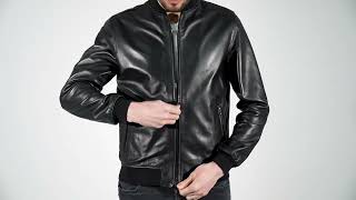 Bomber da Uomo in Vera Pelle Nero  Modello A101 [upl. by Llertnac]