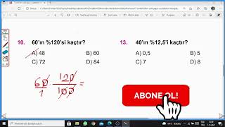 7Sınıf Bir Çokluğun İstenilen Yüzdesini Hesaplama Test Çözümü [upl. by Siednarb710]