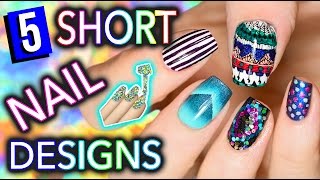 5 Easy Nail Art Designs for SHORT NAILS Holosexuals  PART 1 [upl. by Mariandi]