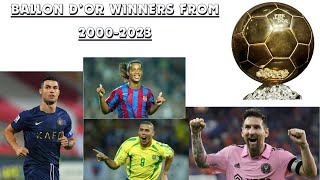 Ballon dOr Winners from 20002023  Sports Only [upl. by Bej]