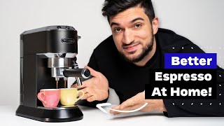 How To Make Better Coffee on Home Espresso Machine DeLonghi Dedica EC685 Tutorial [upl. by Aicnarf462]