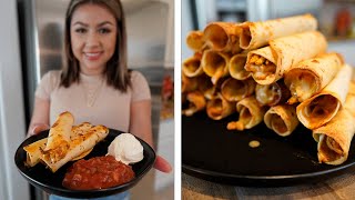 HOW TO MAKE THE BEST BAKED CHEESY CHICKEN FLAUTAS  TAQUITOS [upl. by Vashti]