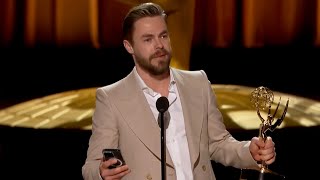 EMOTIONAL Derek Hough Dedicates Emmy Win to Wife Hayley Erbert [upl. by Nygem]