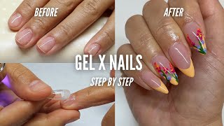 HOW TO DO GEL X NAILS LIKE A PRO  Gel X Nail Tutorial  Spring Floral Nail Art [upl. by Airamat]