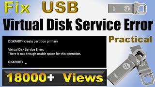 How to fix Virtual Disk Service Error  Repair corrupted pendrive usb flash drive Card  IT Adobe [upl. by Ahsimik]