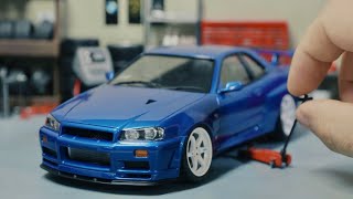 R34 Nissan Skyline GTR VSpec II Model Car Full Build Step by Step [upl. by Els]