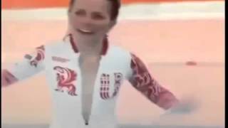 Russian speed skater Olga Graf unzips suit after medaling Sochi 2014 [upl. by Fortunia]