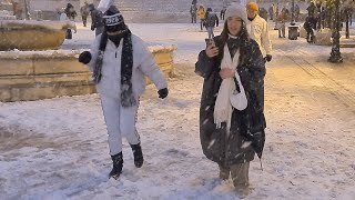 🇬🇷❄ SNOW IN ATHENS GREECE 24th of January 2022 ATHENS CITY WALKING TOUR IN HEAVY SNOW 4k60fps [upl. by Michi435]