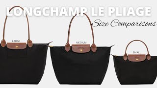 LONGCHAMP LE PLIAGE ORIGINAL TOTE SIZE COMPARISON  Small Medium amp Large [upl. by Yddur69]