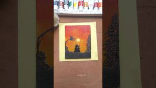 Silhouettes at Sunset😱😱  stone sunset painting  sunset paintingtutorial sunset stoneart art [upl. by Ydnes]