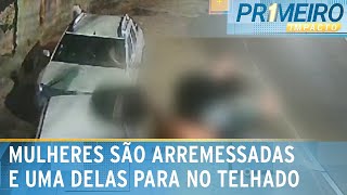 Vítima de acidente de moto é arremessada e cai no telhado de casa  Primeiro Impacto 041024 [upl. by Litman]