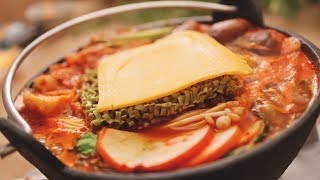 Vegan Korean Budae Jjigae  Army Base Stew 🍲  an easy to make hearty stew｜ASMR [upl. by Nolyak]