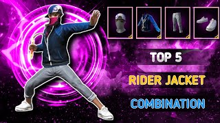 TOP 5 BEST RIDER JACKET COMBINATION IN FREE FIRE💥 RIDER JACKET FREE FIRE COMBINATION 💯 PART 1 [upl. by Htenek40]