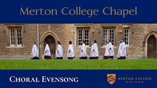 Choral Evensong on Wednesday 15 November 2023  from Merton College Chapel Oxford [upl. by Studley548]