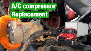 International mv607 ac compressor and condenser replacement [upl. by Enortna]