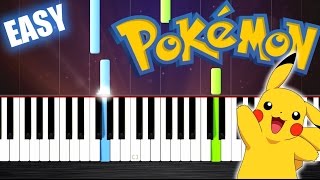 Pokemon Theme  EASY Piano Tutorial by PlutaX [upl. by Carnahan480]