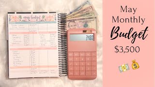 May Monthly Budget  3500 Income  Budget by Paycheck  Sinking Funds  Budget for Beginners [upl. by Brawley]