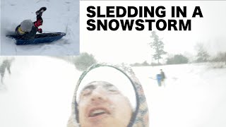 EXTREME Sledding in a snowstorm with my brother and friend instant regret [upl. by Golda]