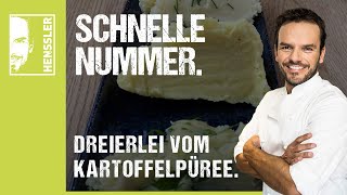 Schnelles Dreierlei vom KartoffelpüreeRezept von Steffen Henssler [upl. by Nnaeirual877]