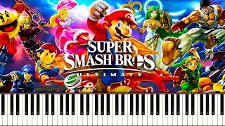 SUPER SMASH BROS ULTIMATE THEME  Piano Tutorial [upl. by Ynwat]