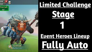 Lords mobile Barbarian Limited Challenge Stage 1 Fully AutoBarbaric Journey stage 1 Fully Auto [upl. by Grodin]