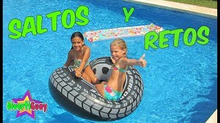 RETOS Y SALTOS A LA PISCINA CON MI AMIGA DivertiGuay [upl. by Normalie]