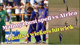 Last Malinga firey bowling vs Africa 4 ball 4 wkts [upl. by Aihsoj348]